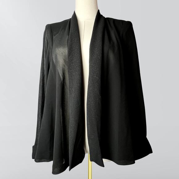 Vintage Metaphor Black Sheer Sparkle Trim Flowy Cardigan - Picture 1 of 6